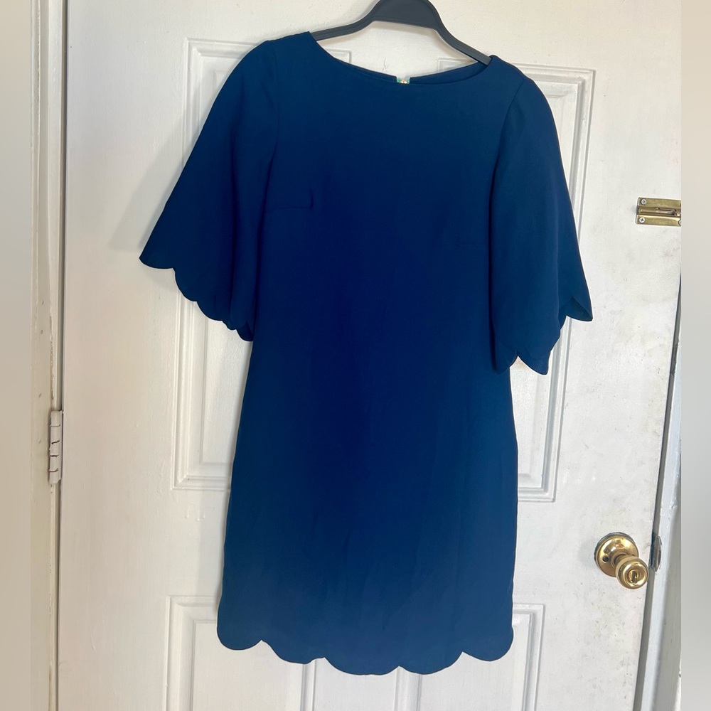 Sail to Sable | Navy Scalloped Dress